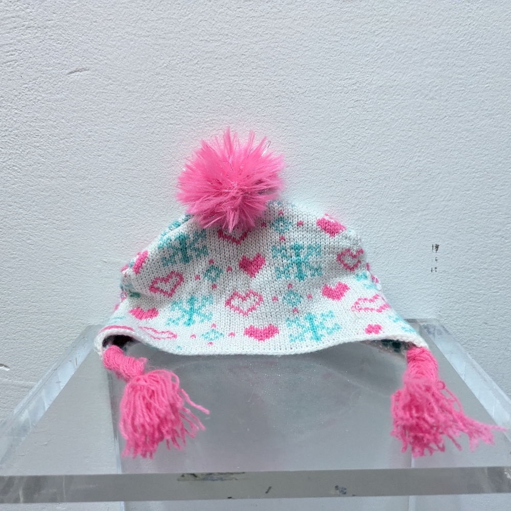 Build A Bear Winter Hat Snowfall Pattern Pom Ball Ear Holes